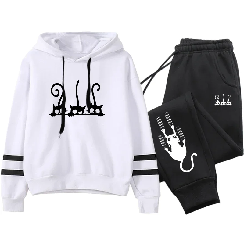 Hot Sales Autumn Winter Women Tracksuit Casual Daily Hoodies High Quality Single Piece Stripe Sweatpants Comfort Outdoor Jogging