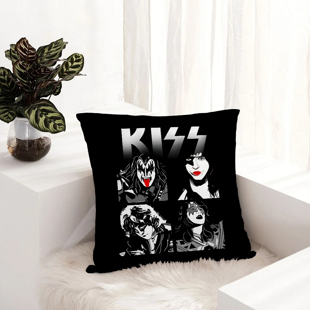 K-KISS Rock & Roll Pillow Case Plush Fabric Soft  Pillowcase Double Sided Print Cushion Cover Household Gifts