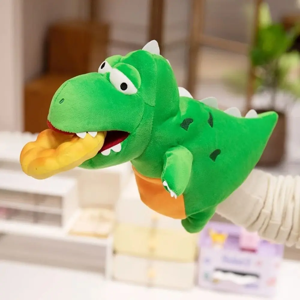 Marioneta de mano de felpa de dinosaurio interactivo para padres e hijos, simulación de dinosaurio de boca grande, muñeco de peluche para Cosplay, dibujos animados cómodos