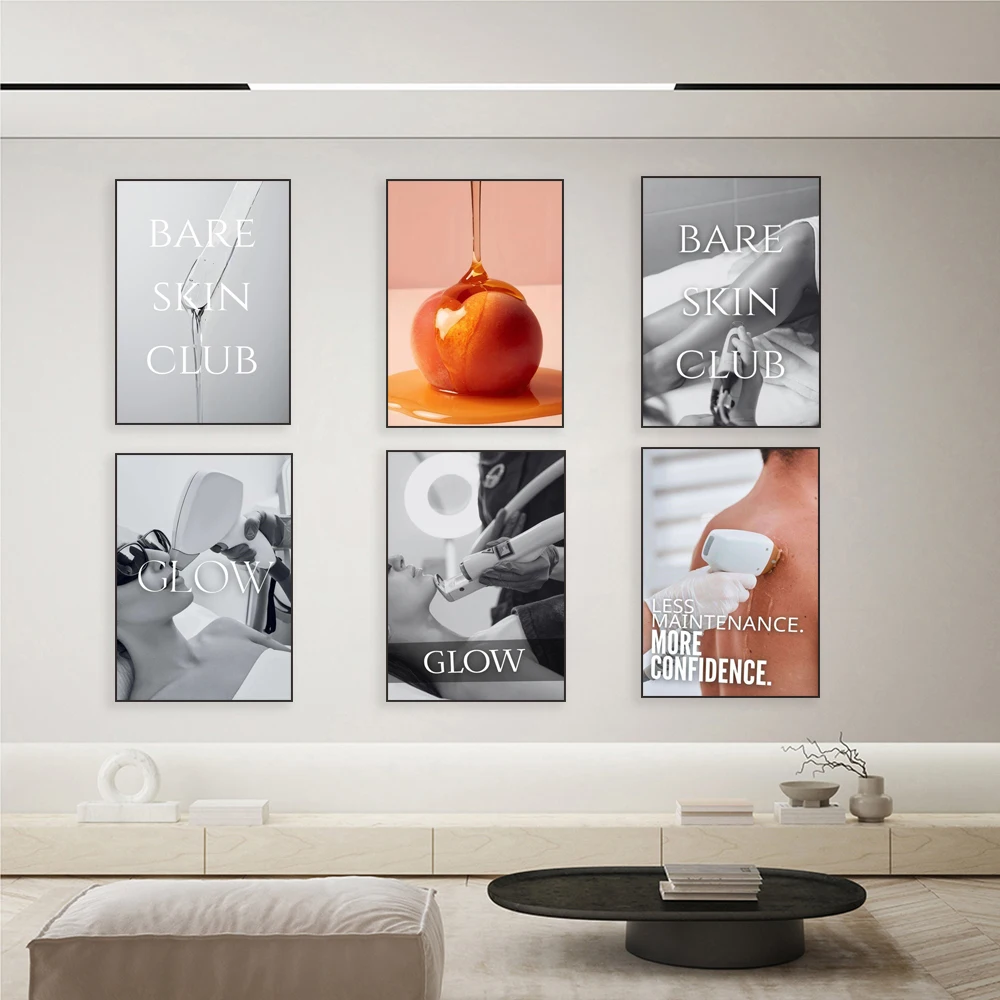 Laser hair removal, eyebrow hair removal, waxing, salon art, medical spas, beauty clinic decorative posters