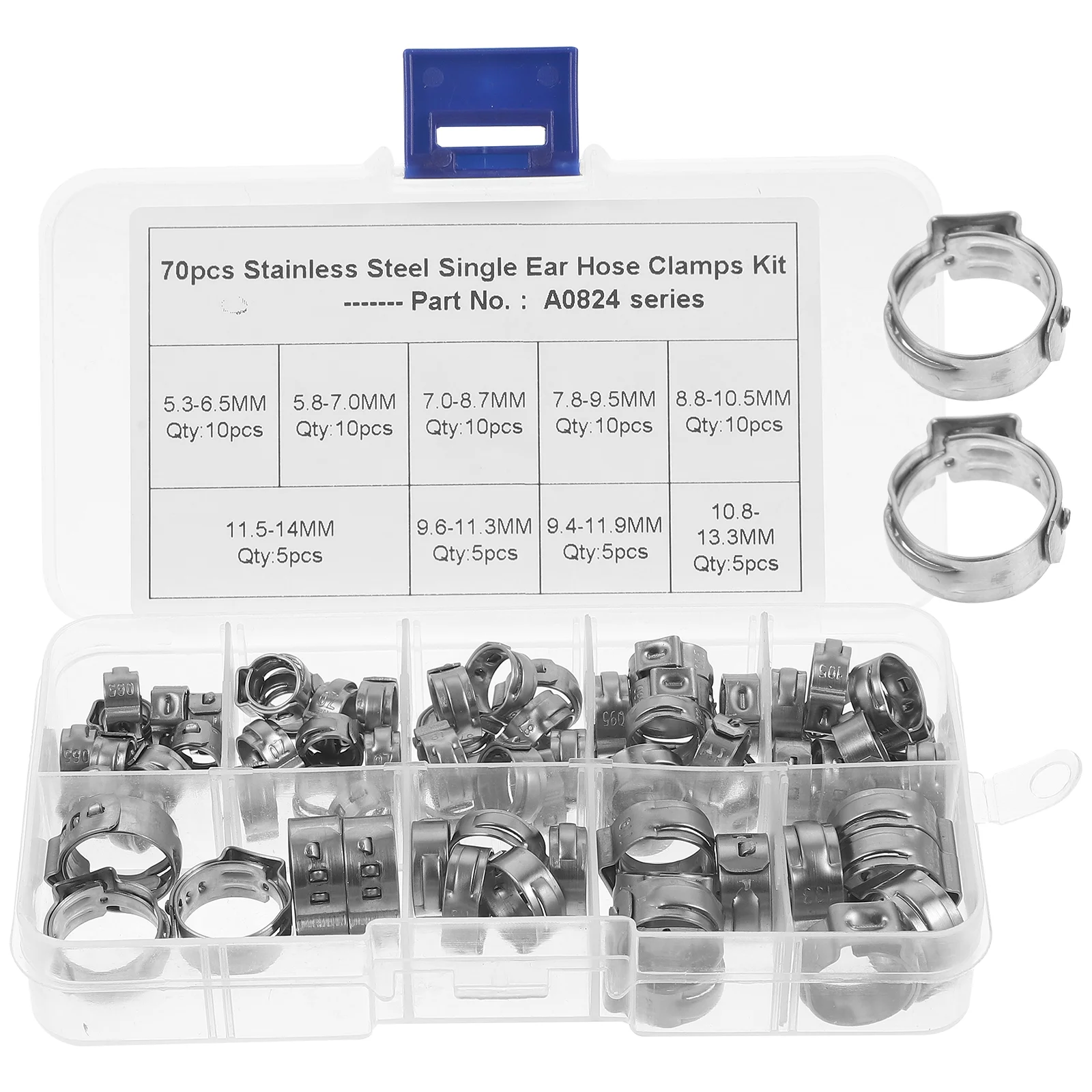 

70 Pcs Pipe Clamping Ring Pex Rings Crimping Tool Major Fittings Cliips Professional 304 Stainless Steel Cinch Clips