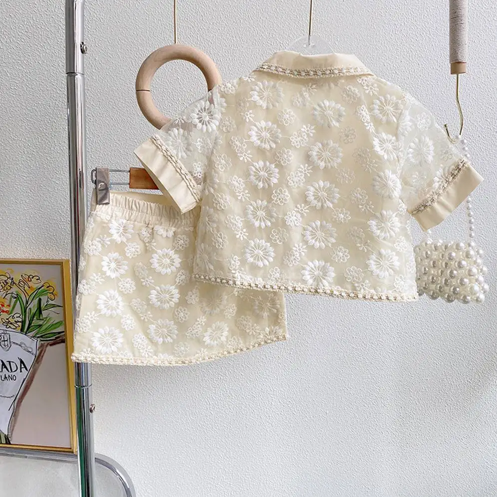 Primavera verão menina conjunto de roupas de bebê malha bowknet princesa 2-7 anos crianças romântico infantil roupas aniversário doce conjunto