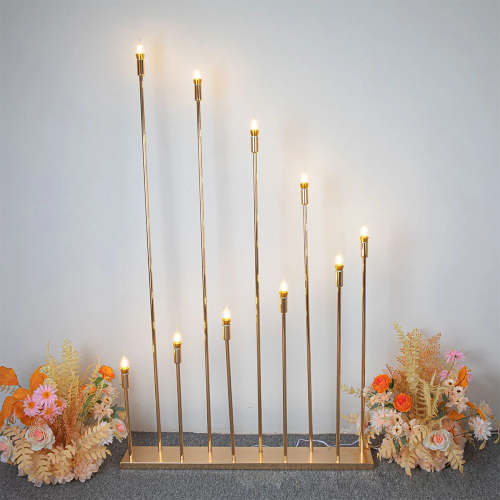 2 Set 10 Heads Metal Candelabra Candle Holders Electric Wedding Table Centerpiece Road Lead Candelabrum For Home Decor