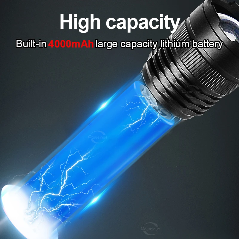 100000LM High Lumens High Power LED Flashlights Rechargeble Lamp Powerful LED Lantern USB Charging Hand Toch For Outdoor Fishing