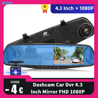 HAOGU Dashcam Car Dvr 4.3 Inch Mirror FHD 1080P Camera Dual Lens DVR  Rearview M Dash  Car Video Recorder Auto