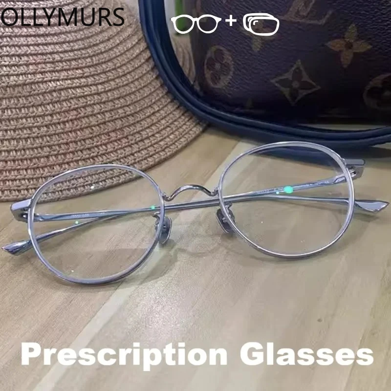 

OLLYMURS Anti Blue Light Computer Prescription Glasses Women Men Fashion Round Eyeglasses Quality Myopia Photochromic Eyewear