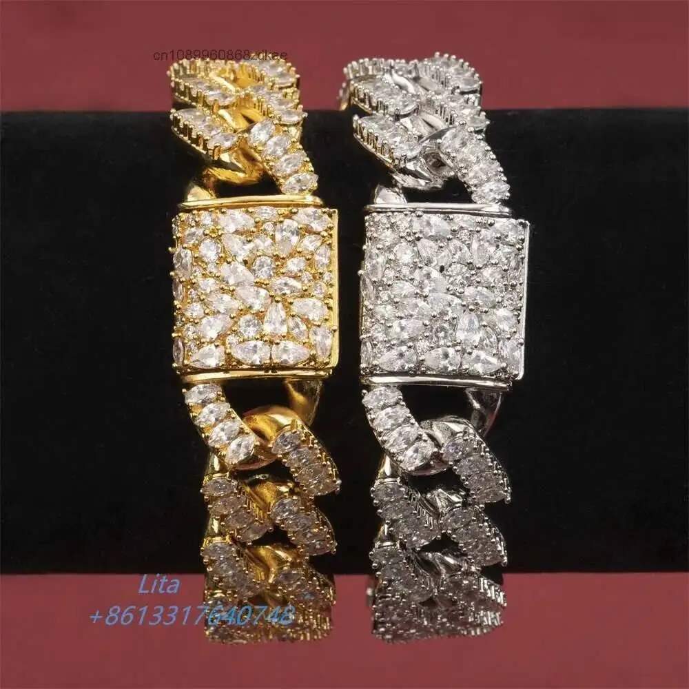 Luxury Hip Hop Jewelry Luxury 925 Sliver Gra Certificate Marquise Cut Iced Out Wholesale Diamond Vvs Cuban Link Chain.