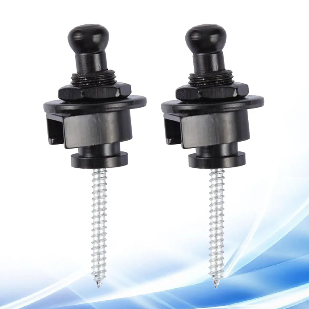 2Pcs Guitar Strap Locks End Pin Design Slip-Resistant Strap Button for All Guitar Bass Models Sturdy Secure Fastening Black