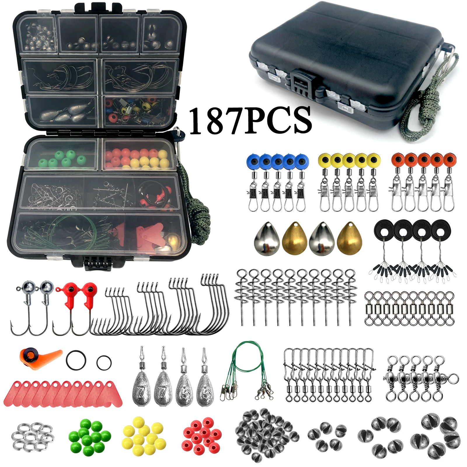 187/269pcs Fishing Accessories Kit Set - Including Tackle Box, Fish Hooks, Bait Parts, Sinkers - Perfect For Outdoor Fishing