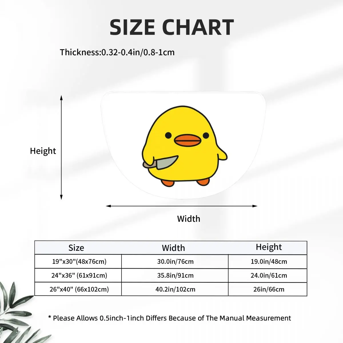 Duck With Knife Kawaii Duck Knife Duck Soft Flannel Half Round Doormat Non Slip Bathroom Mat Absorbent Floor Carpet for Home