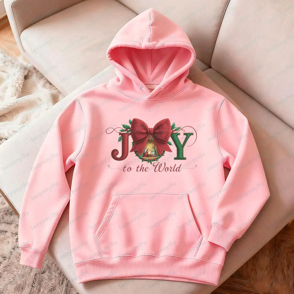 الفرح إلى العالم عيد الميلاد البلوز عطلة احتفالية المرأة هوديس عادية لطيف هدية عيد الميلاد القوس الأحمر أجراس الملابس عيد الميلاد الملابس #3