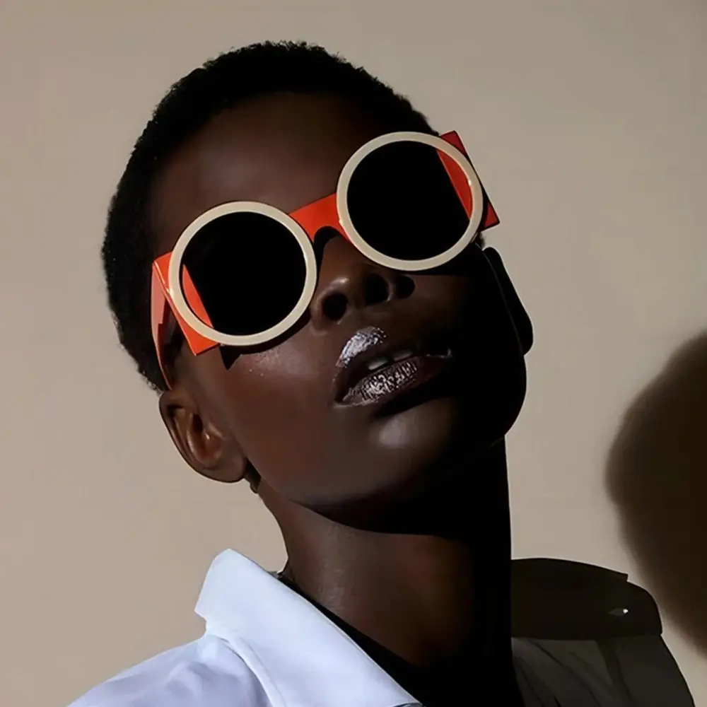 Lunettes de soleil rondes surdimensionnées à la mode UV400 lunettes de soleil dégradées uniques lunettes Y2K pour femmes et hommes