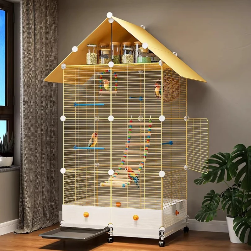 

Outside Hammock Bird Cages Feeder Flight Stainless Inseparable Bird Cages Goldfinch Pedestal Jaula Para Canarios Bird Supplies