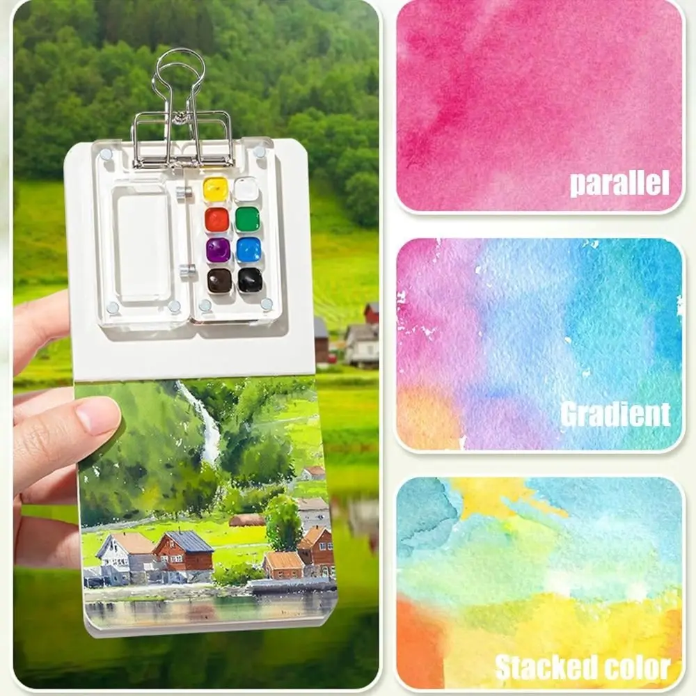 New with Clip Travel Paint Palette Painting Supplies Acrylic Grid Paint Box Durable Gift for Women Men Watercolor Palette