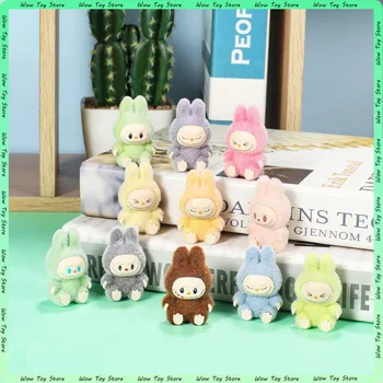 Mini süße Labubu-Puppe, Beflockung, PVC-Anhänger, niedlicher Korn-Anhänger, Ornamente, Teile, Weihnachtsgeschenk, Mystery Box, Kinderspielzeug