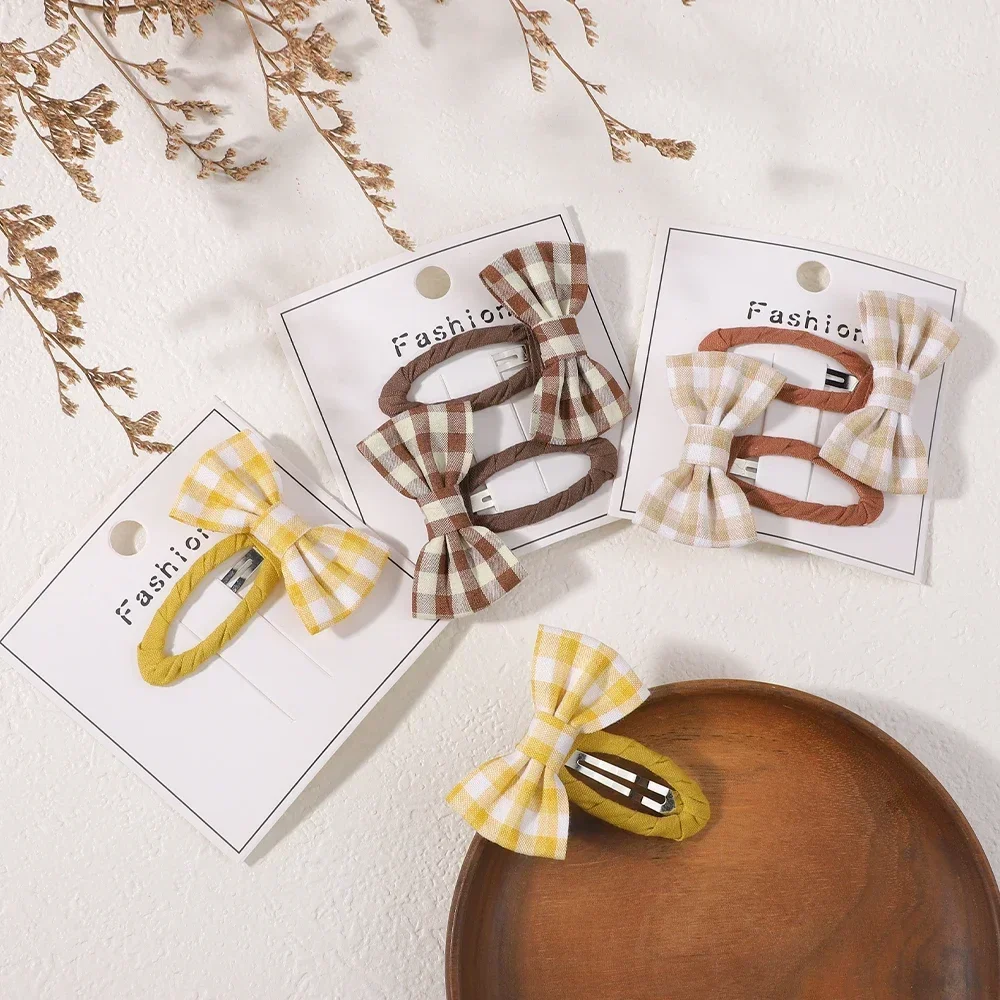 

2Pcs/Set Cute Mini Plaid Hair Bows Clips for Baby Girls Bowknot Hairpin Barrettes Headwear Hair Accessories 2025 Korea Style