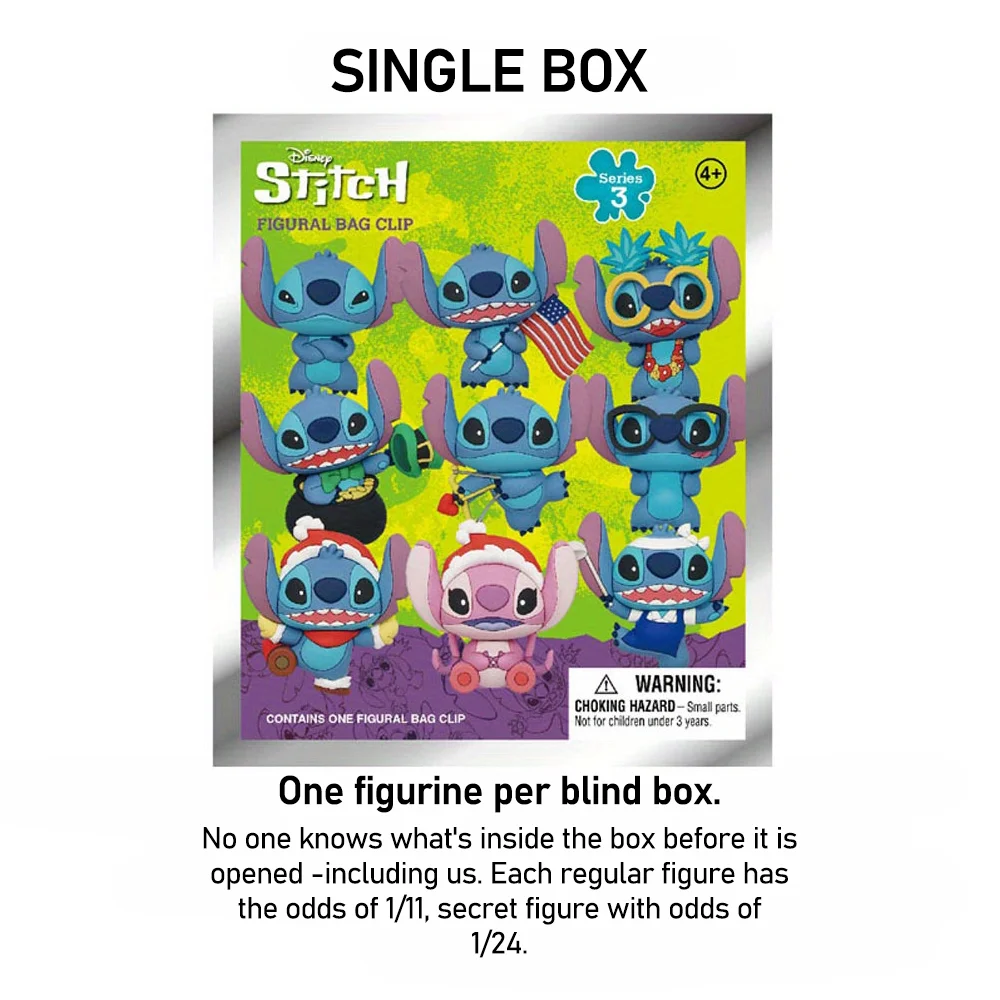 Clip per Borsa in PVC con Licenza Ufficiale Stitch, Regalo Disney, 1 Pezzo, Decorazione Collezione Personaggi Stitch