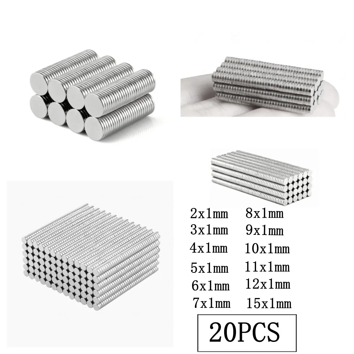 20 PCS/LOT Disc NdFeB Magnet 2*1 3*1 4*1 5*1 6*1 7*1 8*1 9*1 10*1 Strong Neodymium Magnets 2x1 3x1 4x1 5x1 6x1 7x1 8x1 9x1 10x1