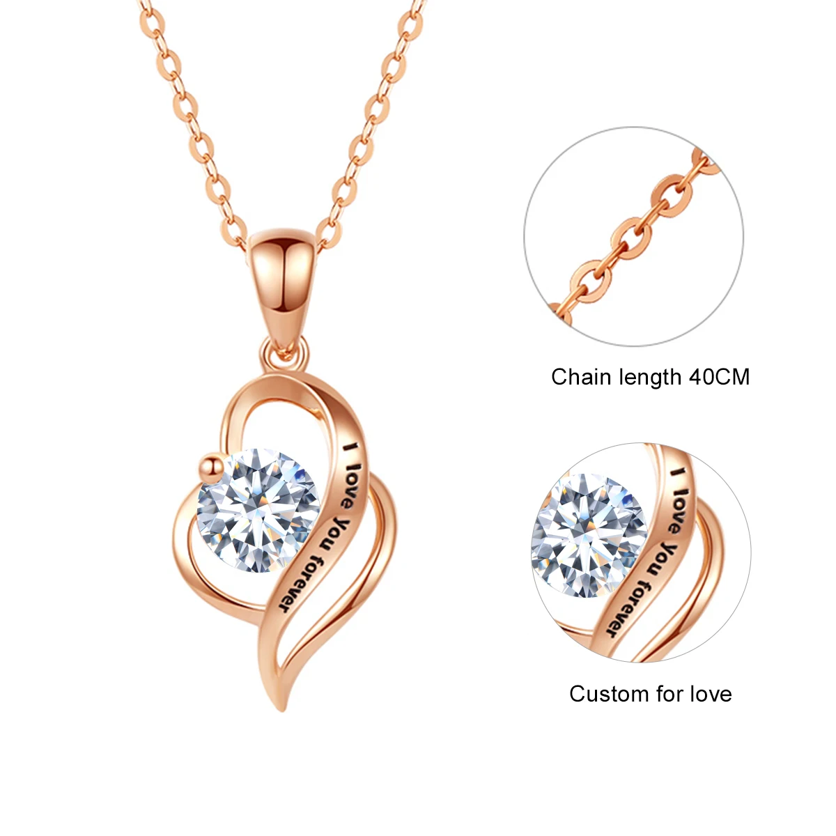 트렌디 한 당신을 영원히 사랑합니다 Moissanite 목걸이 1 캐럿 D 색상 GRA 인증서 진짜 실버 925 여성 쥬얼리 약혼