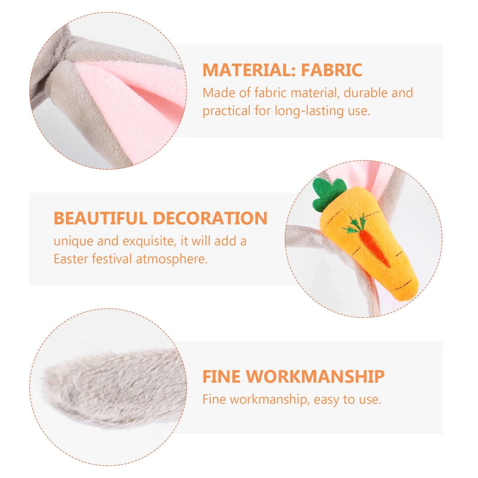 

2Pcs Easter Rabbit Ear Hair Hoops Durable Pet Dog Cat Accessories Spring Festival Party Props Hairband