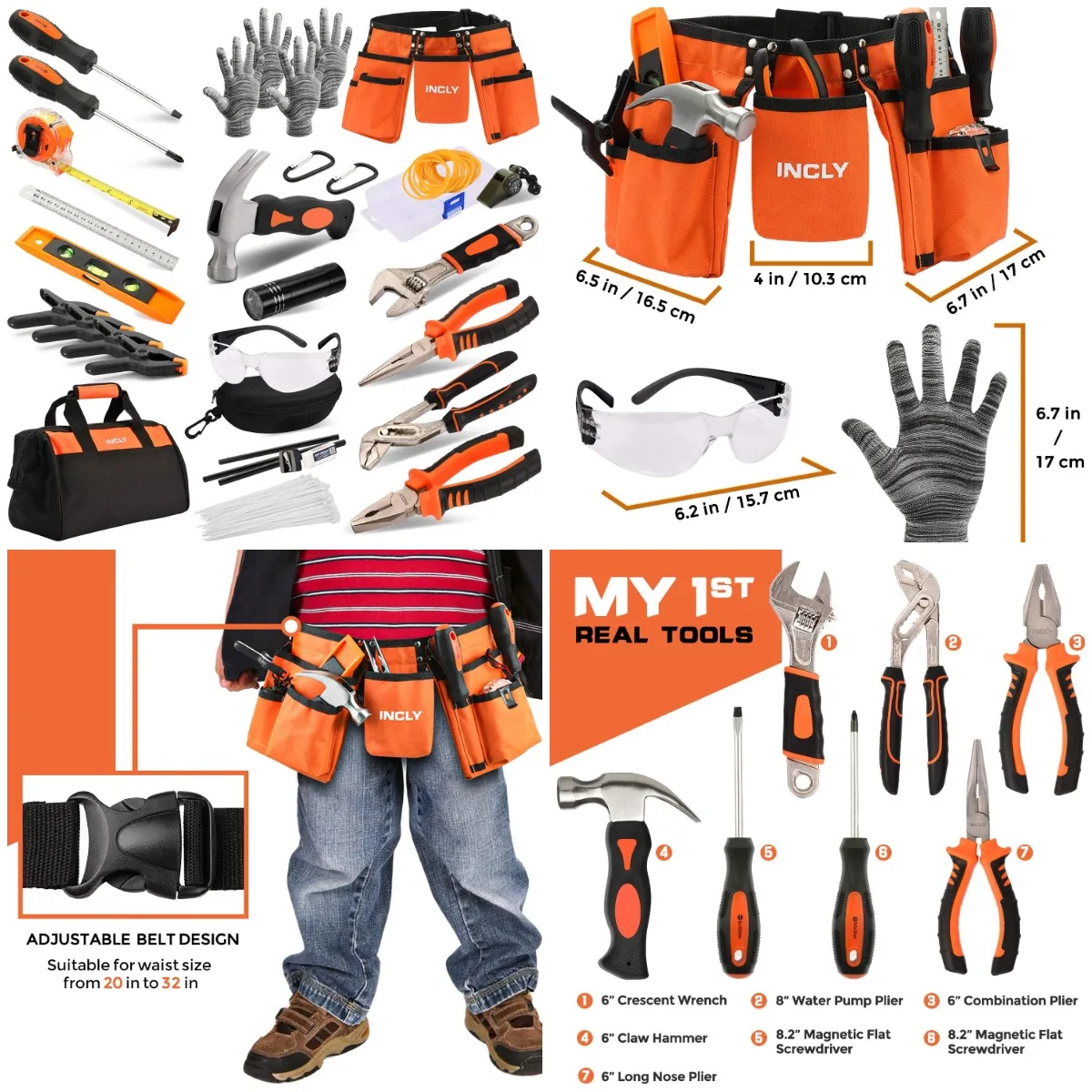 

95 PCS Real Tool Set with Belt & Bag, Hand Tools for DIY, Woodworking, Construction