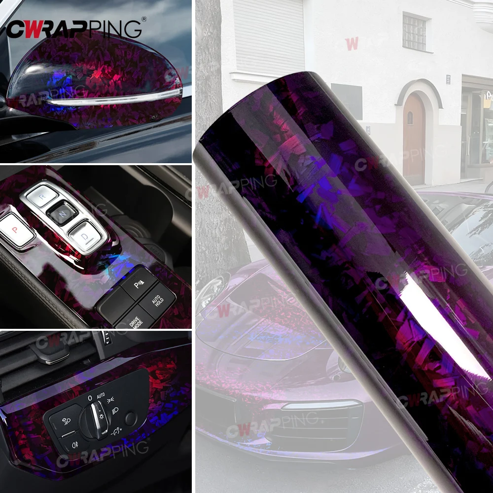 Vinyl Car Decorating Carbon Fiber Stickers for Car Tuning Accessories Air Release Body Covering Laser Purple Self-adhesive Film view 6