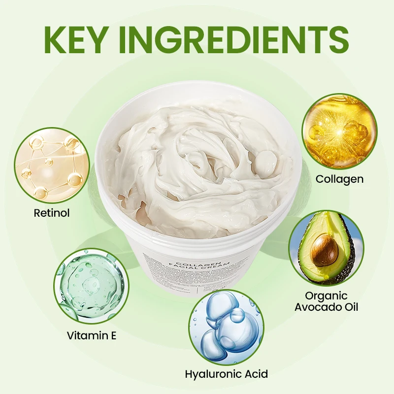 1000g Collagen Face Cream with Stem Cells Retinol Hyaluronic Acid & Niacinamide Moisturizer Anti-Aging Hydrating Wrinkle Cream