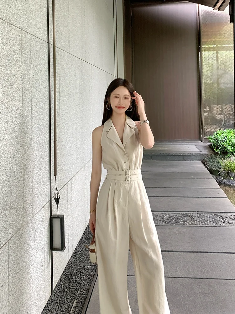 

Женские брюки с высокой талией, винтажные, с плоским воротником, широкие, летние, модные, для офиса, длинные