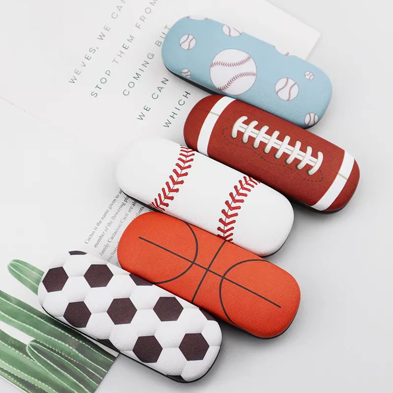 Sports Style Student Football Optical Glasses Case Hard Leather Reading Glasses Box Set Retro Unisex Eyewear Protector Kids Gift