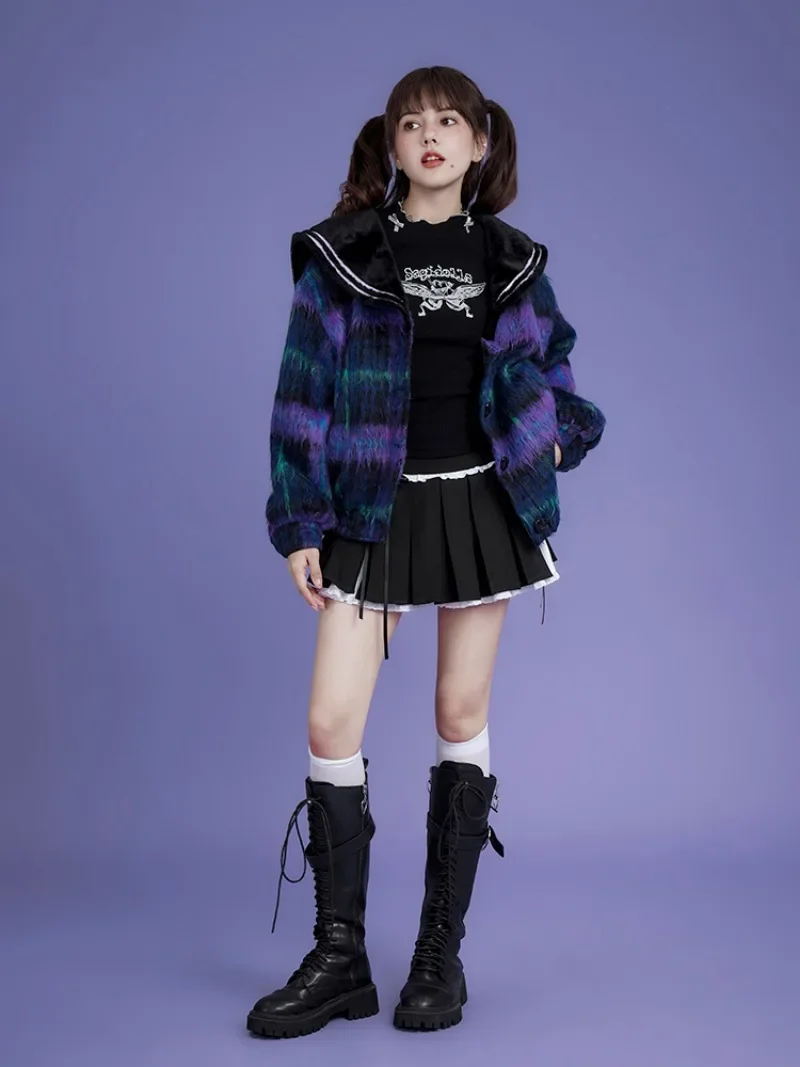 Suéter de cuello alto con lazo para niña, estilo japonés, camiseta de fondo, Top Y2k, ropa Kawaii, Otoño e Invierno