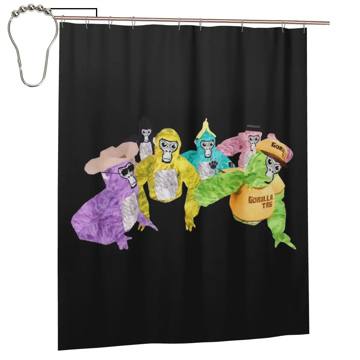 

Gorilla Tag Monkey Shower Curtain Bathroom Polyester Waterproof Bath Curtains with Hooks