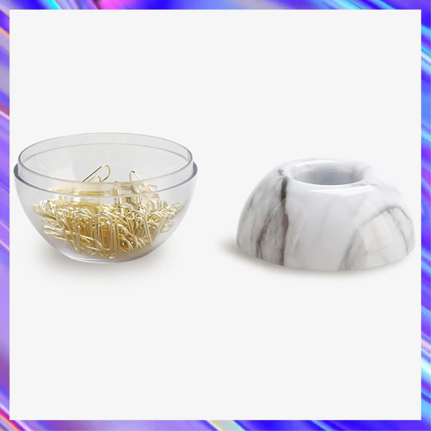 エレガントな磁気大理石の白いクリップ ホルダーのゴールド ペーパー クリップ、28 mm、1 箱あたり 200 クリップ