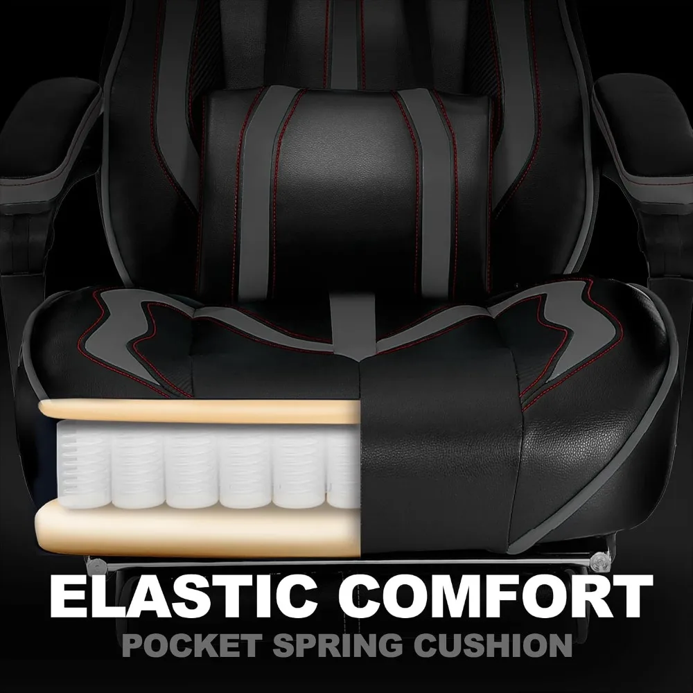 Ergonomic Reclining Gaming Chair with Footrest and Massage for Adults view 5
