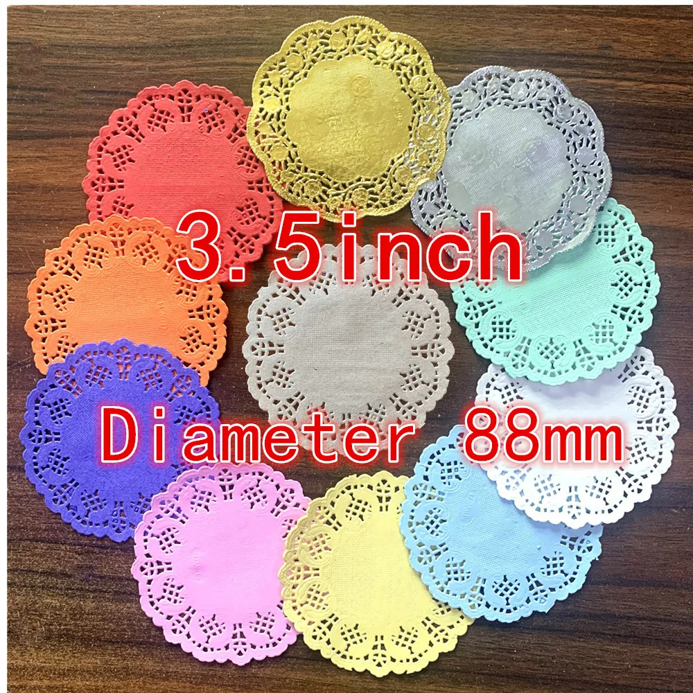 100pcs 3.5inch 4.5inch 5.5inch 11Color Vintage Napkin Pad Hollowed Lace Paper Mat Doily Craft DIY Scrapbooking Weding Decoration