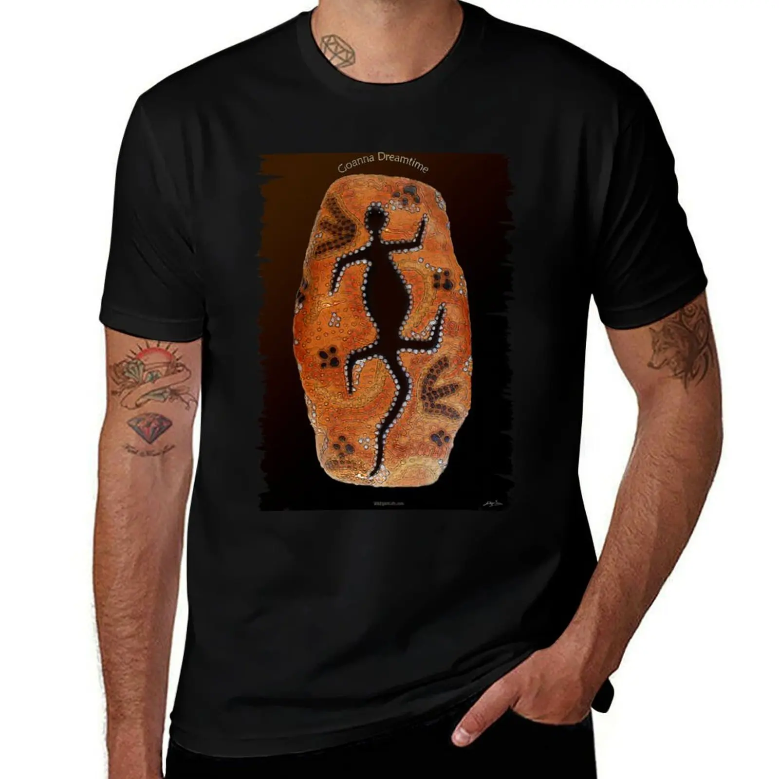 

Goanna Dreamtime' Australian-themed Art T-Shirt t shirt man plain t shirts for man cotton T-Shirt