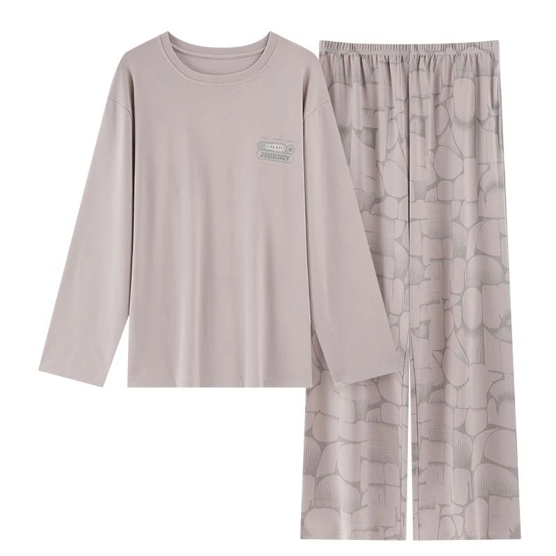 

Мужские пижамные комплекты из 100% хлопка с длинным рукавом, весна 2026: высококачественная корейская свободная домашняя одежда для сна