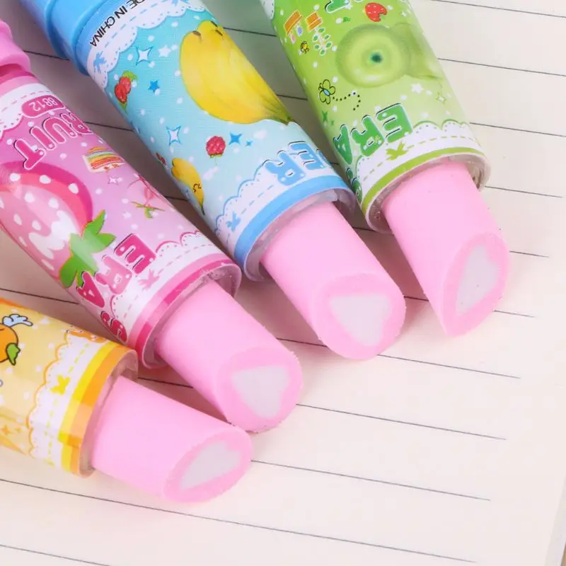 Lovely Lipstick Rubber Fruit Pencil Eraser Office Stationery Gift Toy