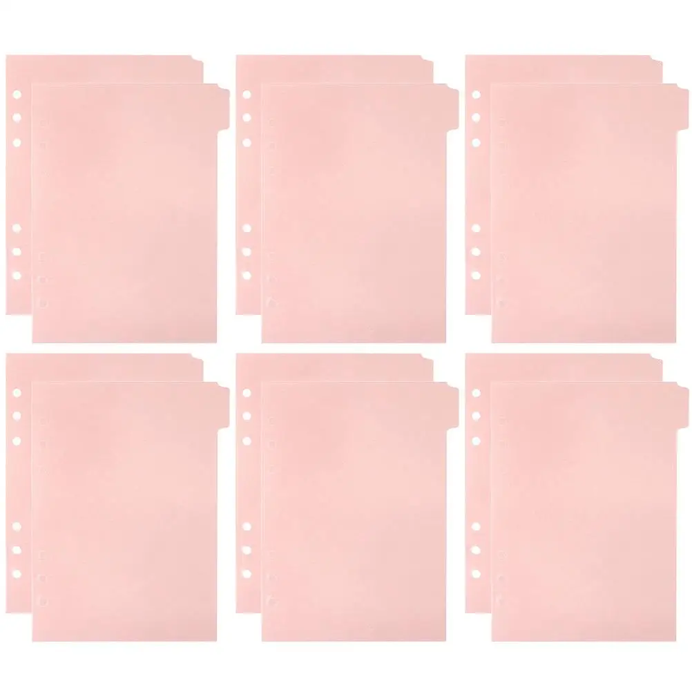 

12 Pcs Note Book Partition Baffle A5 Dividers Label Notebook Index Pink Loose-leaf Page Markers
