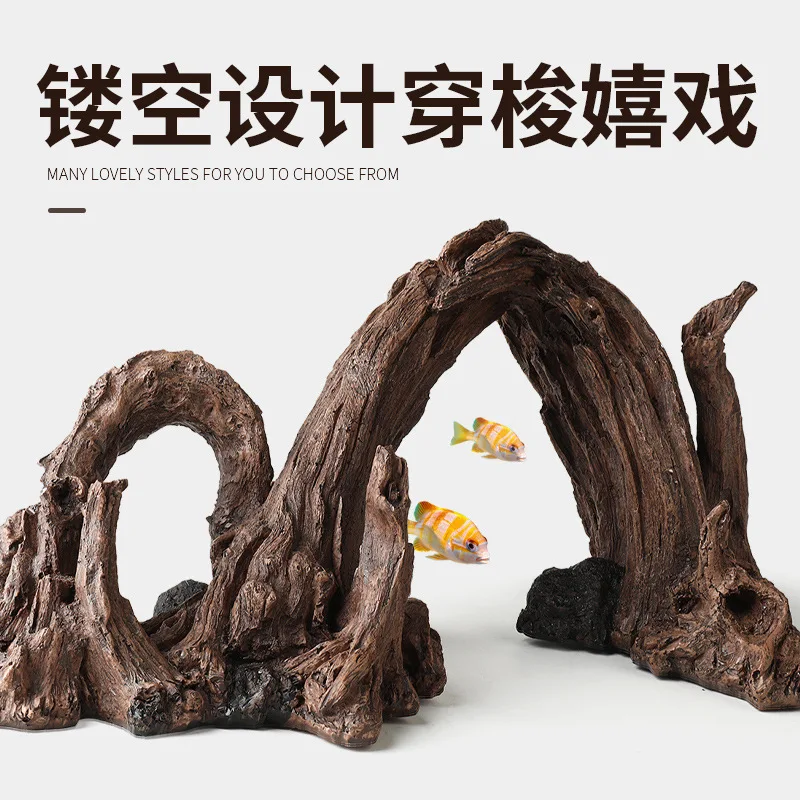 Aquarium Decoration Simulated Driftwood Tree Root Tree Stump Submerged Wood Branch Fish Tank Ornament Aquarium Landscape Hideout