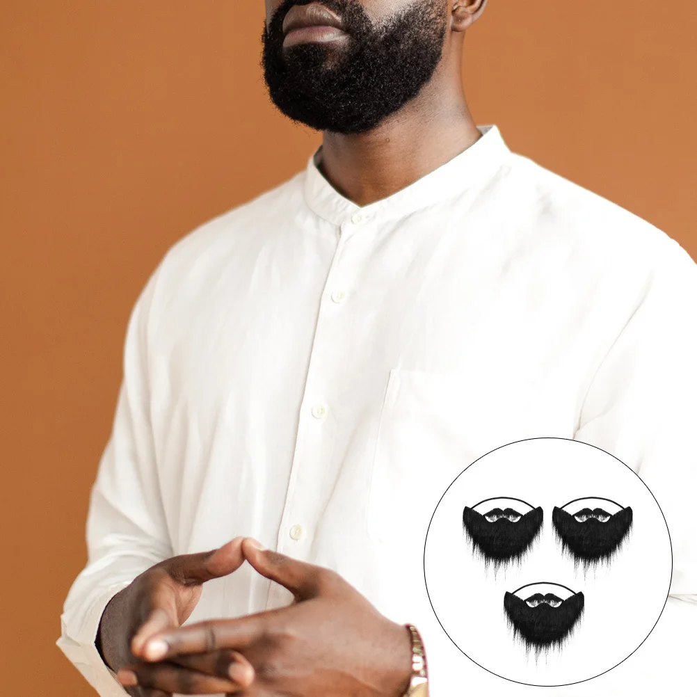 

3 шт., искусственная борода, черный эластичный ремешок, прочная ткань, костюм на Хэллоуин, товары для вечеринок, имитация усов, маска, реквизит для косплея