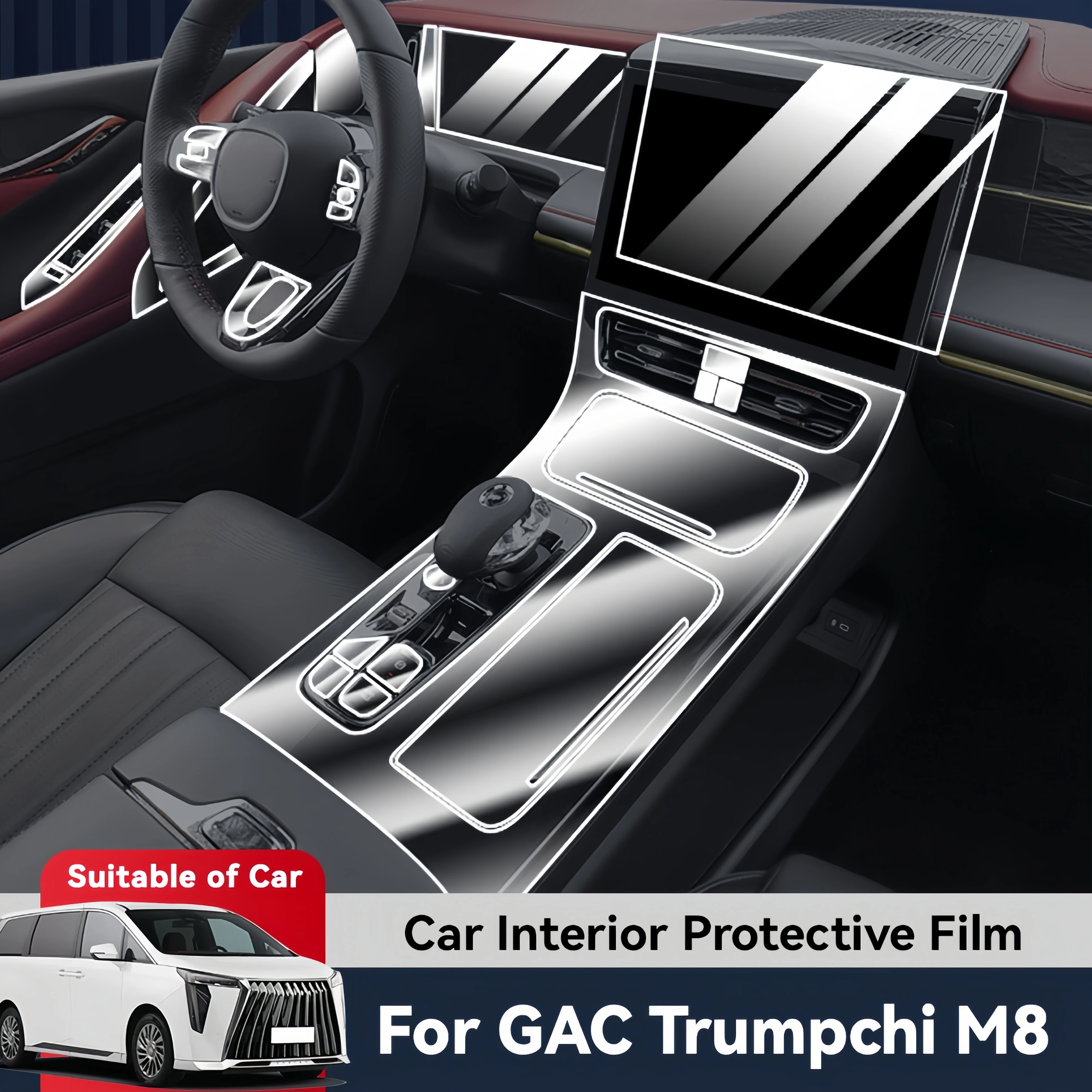 Auto Central Control Screen TPU Navigation Anti Scratch interior Protection Film GPS Navigation For GAC TRUMPCHI M8 2024