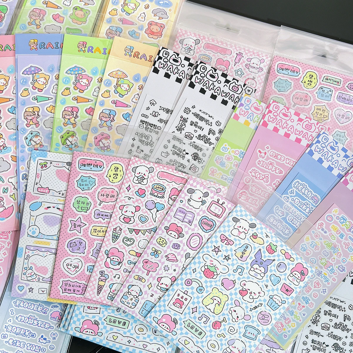 Skysonic neueste 4/5/6/7/8/15 Stück komplette Set Dekor Aufkleber Welpen koreanische Scrap booking Etikett kpop diy Briefpapier Aufkleber Lieferanten