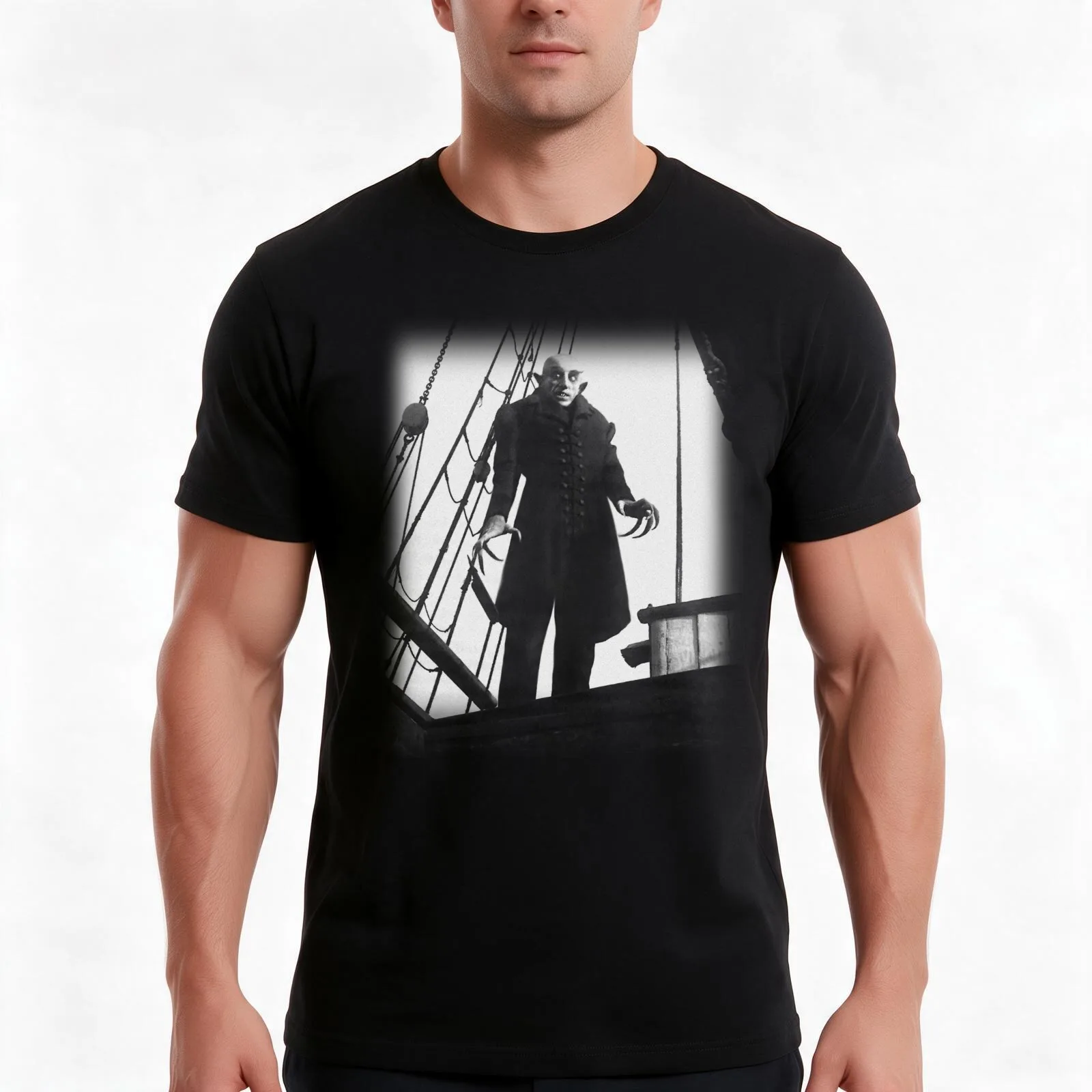 Nosferatu Symphony of Horror Vampire Graphic Design T-Shirt, Summer Casual Cotton Tee, Oversized Streetwear Tops, 100% Cotton