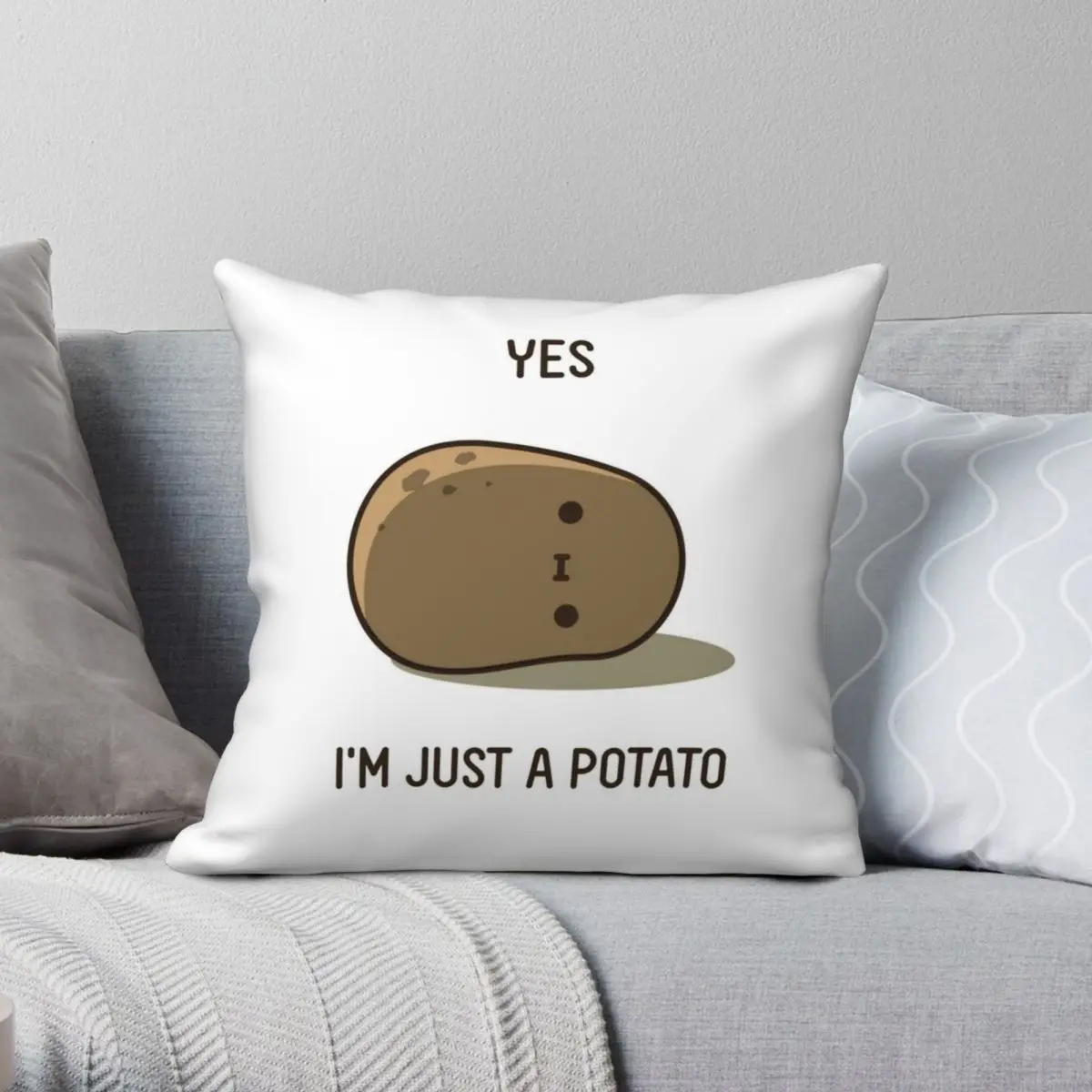 

Cute Sad Potato Square Pillowcase Polyester Linen Velvet Printed Zip Decorative Room Cushion Cover