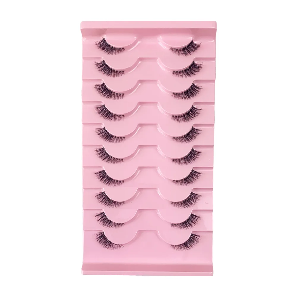 Fox style diagonal flying false eyelashes, half eyelashes, thick curled synthetic eyelashes, ten pairs of set eyelashes