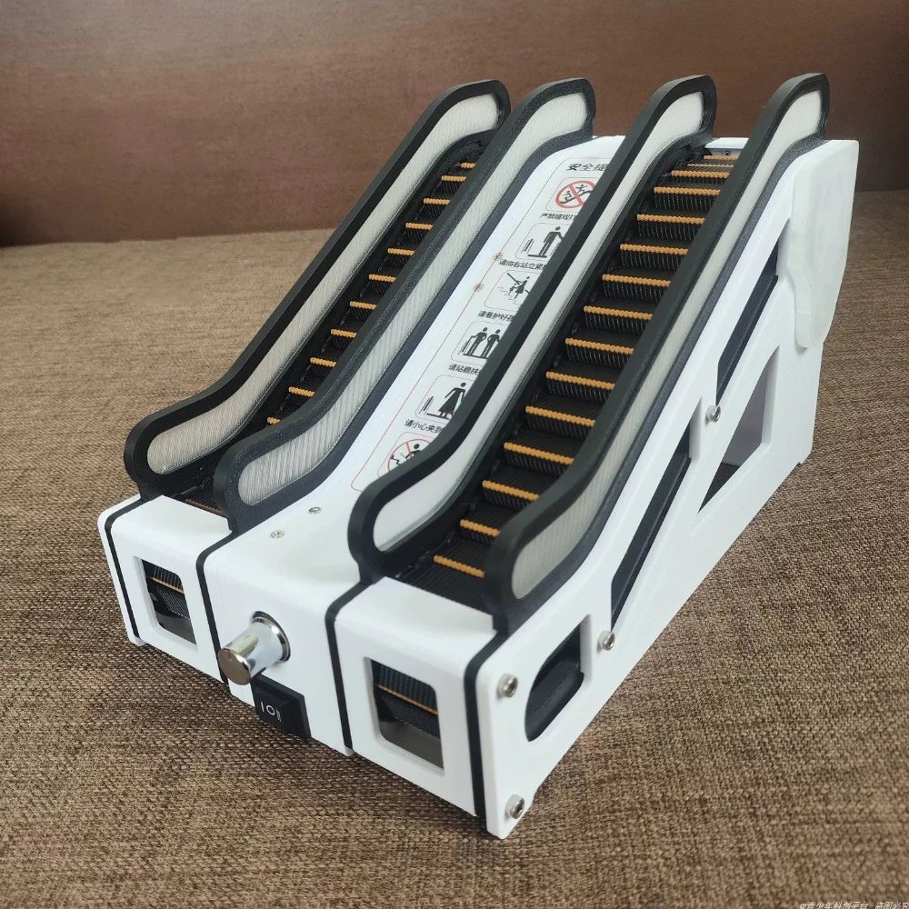 Large Electric Escalator Model, Adjustable Speed & Forward/Reverse, Rechargeable 3D Printed PLA Model, USB Type-C, 265x160x160mm