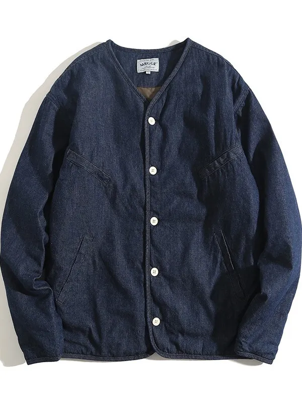 

Легкая рабочая одежда цвета хаки Mountain Series, хлопковая тонкая маленькая хлопковая джинсовая одежда с v-образным вырезом, мужская и женская верхняя одежда