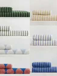 Gestreepte geometrische ruiten katoenen handdoeken zachte absorberende gezichtshanddoek gekamd lang nietje kinderen handen handdoek volwassen bad huishouden