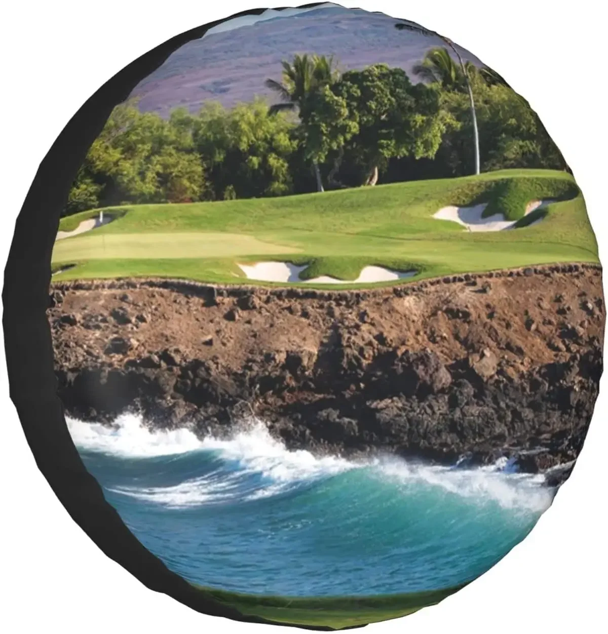 Hawaii Beach Golf Course Printed Spare Tire Cover Waterproof Tire Wheel Protector for Car Truck SUV Camper Trailer Rv 14