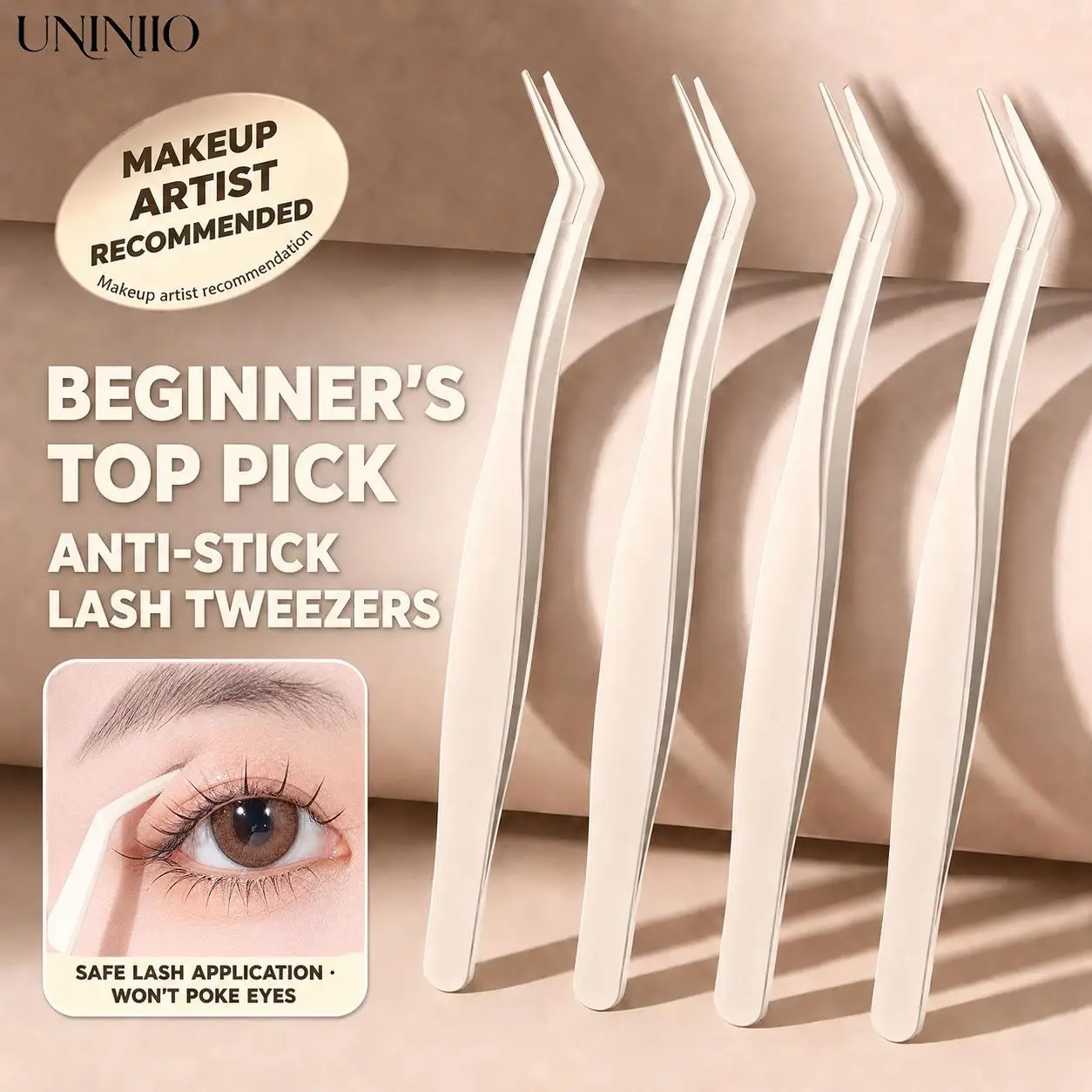 Anti-Stick Stainless Steel Tweezers Eyelash Extension Tool False Eyelashes Tweezers Superhard Tweezers Tool For Beginner